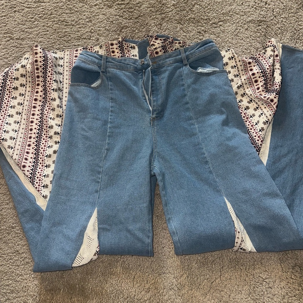 Blue western flare stretch jeans
